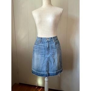 Loft Distressed Denim Skirt with‎ Raw Hem sz 4